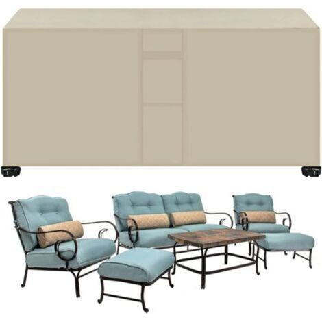 Rechteckige Schutzhülle für Gartenmöbel 213x132x74cm, Schutzhülle für Gartenmöbel, 420D Oxford-Gewebe, wind-, regen-, UV- und reißfest (Beige)