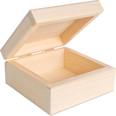 Wooden Box for Jewellery and Keepsakes 10 x 10 x 5 cm – Natural