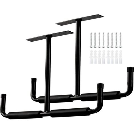 Ganci per garage, montaggio a soffitto, ganci per impieghi gravosi, portascale, per appendere tubi, legname e altri oggetti ingombranti (confezione da 2, nero) (1/4)