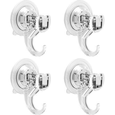 Set di 4 ventose con gancio per casa, bagno, doccia, cucina, vetro, ganci per tende per piastrelle, da appendere alla porta della doccia 2 kg trasparente (1/5)