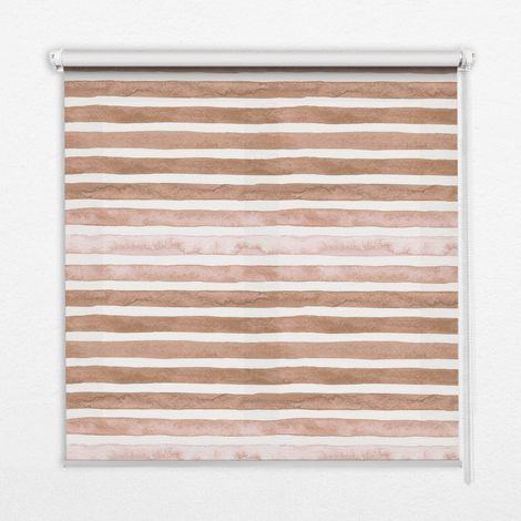 Innenrollo Fensterrollo - Rollo ohne Bohren - Sichtschutzrollo - Lichtdurchlässiges Rollo - Rechteckiges - Rollo - (140 cm x 140 cm) - Braune Streifen