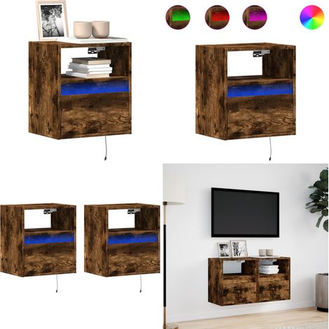vidaXL TV-Wandschränke LED-Beleuchtung 2 Stk. Räuchereiche 41x31x45 cm (1/5)
