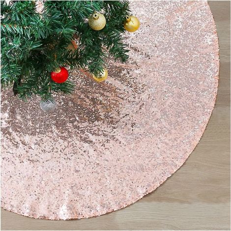 Tapis de sapin de Noël 48 pouces à paillettes or rose (1/5)