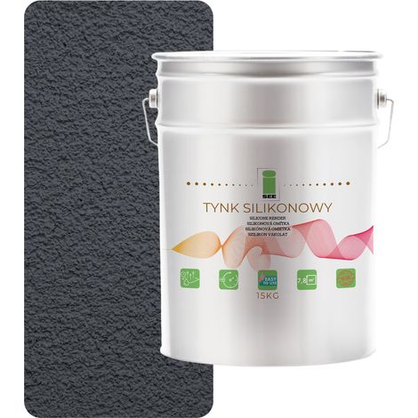 Enduit silicone 7024 pour façade extérieure, gris acier, 1,5 mm, qualité supérieure, 15 kg (1/5)