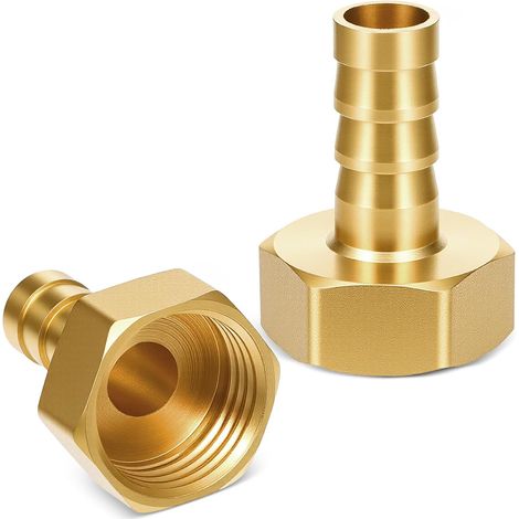 Lot de 2 douilles de tuyau en laiton, raccord de tuyau 1/2" 10 mm avec filetage intérieur pour eau, air, huile, gaz, raccord haute pression (1/5)