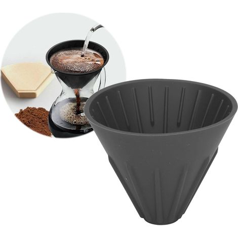 Tasse à café filtre en silicone réutilisable individuelle, entonnoir à filtre à café, noir. (1/5)