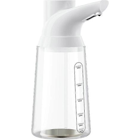 Distributeur de savon automatique sans contact, rechargeable par USB, avec pompe à capteur réglable à 4 niveaux, pour cuisine et salle de bain (blanc). (1/5)