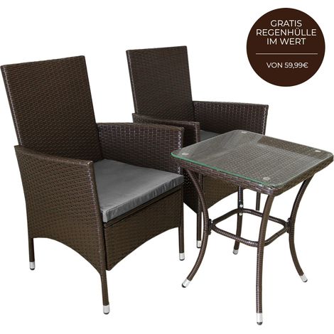 Gartenmöbel Set Bistroset Sitzgruppe Rattan Gartenset Gartenstühle mit Tisch (1/5)