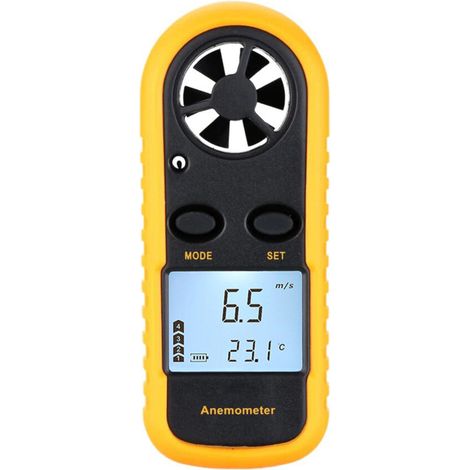 Mini anémomètre numérique LCD rétroéclairé pour la mesure de la vitesse du vent, de la vitesse de l'air et de la température. (1/4)