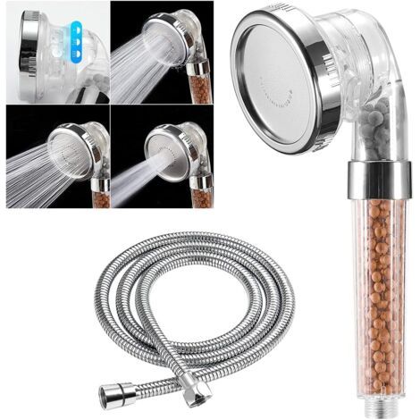 Duschkopf, Anti-Kalk-Duschkopf mit wassersparendem Schlauch, Dusche mit flexiblem Schlauch, 1,5 m, Hochdruck-Badezimmer-Duschköpfe, Ionenfiltersystem
