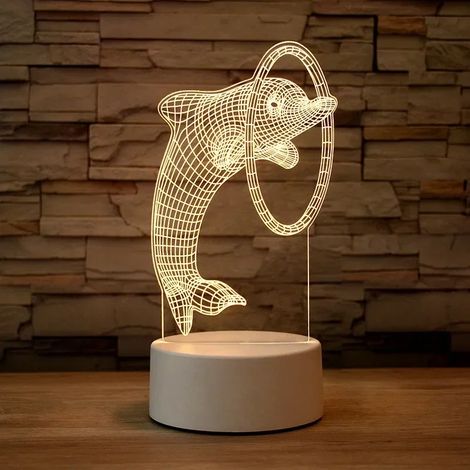 Veilleuse LED USB 3D en acrylique (lumière chaude), décoration pour chambre à coucher