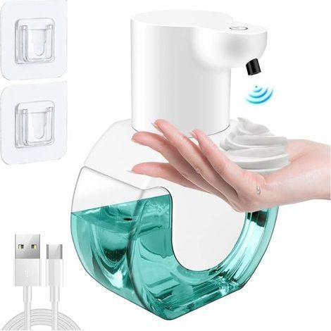 Automatischer Seifenspender, 420 ml, Wandmontage, USB-aufladbar, IPX5 wasserdicht, berührungslos, geeignet für Küche und Bad (1/5)