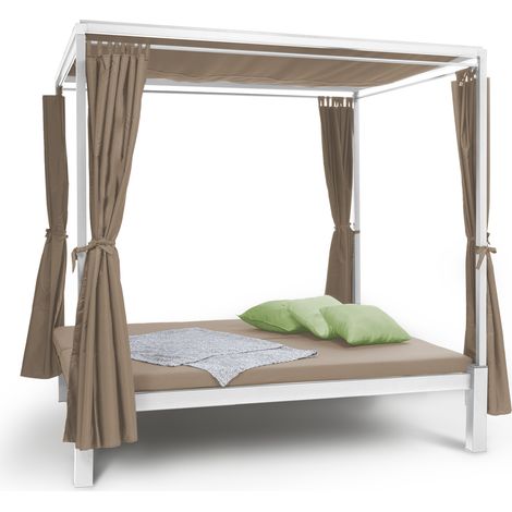 Senator Lounge Gartenliege 188x208x205cm Sonnendach Polyester Stahl taupe (1/5)