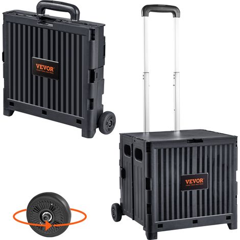 VEVOR Carrello della Spesa Pieghevole Carico 24,9 kg (Dinamico) / 36,2 kg (Statico) Carrello con Cestino in PP Ruote in Gomma per Spesa Pieghevole