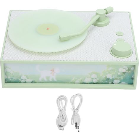 Ortviai Platine Vintage avec Haut-Parleurs Bluetooth, Lumière Ambiante et Diffuseur d’Huiles Essentielles – Vert (1/5)