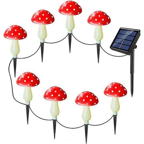 Lampe solaire champignon étanche multicolore à LEDidéale pour NoëlHalloweenle jardinla pelouselot de 8rouge. (1/5)