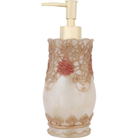 Dispensador de jabón, botella de resina, diseño floral 3D, transparente, para baño, hogar, hotel. (1/5)