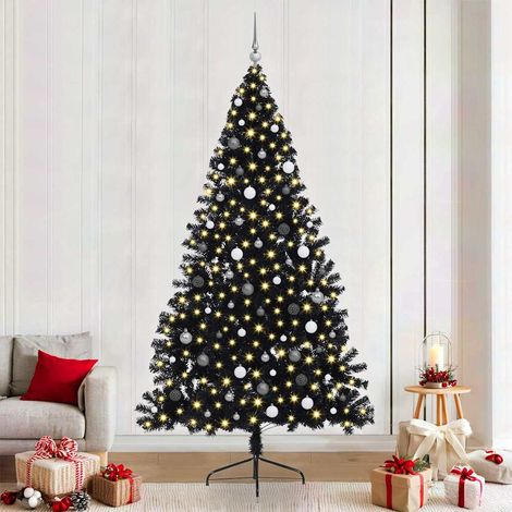 Künstlicher vorbeleuchteter Weihnachtsbaum Schwarz 240 cm PVC (1/5)
