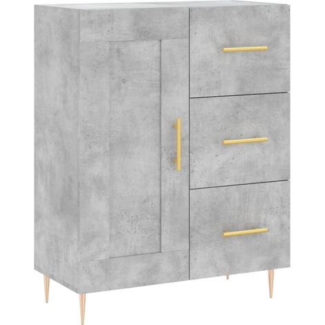 Aparador buffet cómoda mueble mueble de almacenaje organizador cocina salón salón 69,5 x 34 x 90 cm madera contrachapada gris 020032026 (1/5)