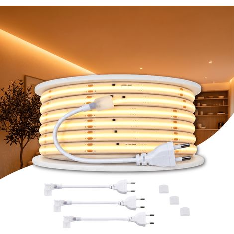 Tira LED COB 220V 520Chips/m Corte 10mm 14w/m IP67 50M/ROLLO 2700K 3M adhesivo (1/5)