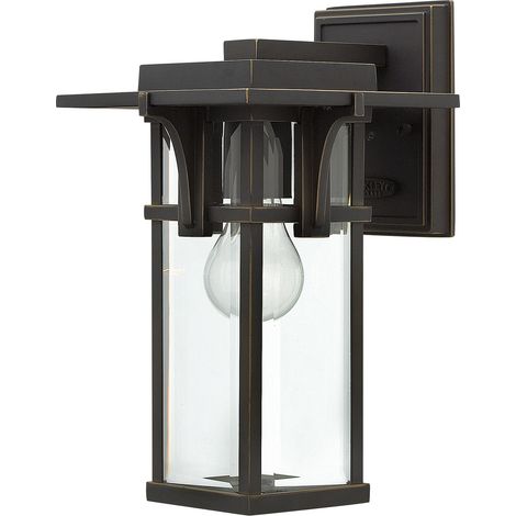 Elstead Manhattan - Lanterna da parete piccola da esterno 1 luce Bronzo lucidato a olio IP44, E27 (1/4)