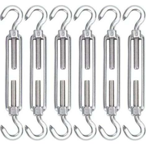 AMXCNOY M5 Edelstahl-Kabelspanner, 6er-Pack verstellbarer, robuster Drahthaken und Hakenspanner für Seile, Kabel, Wäscheleinen, Gitter zur Sonnenschutzmontage (1/4)