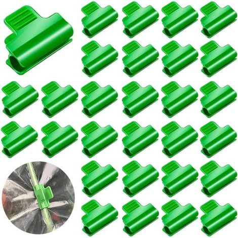 50 clips de jardin 11 mm pour serres - Clips de fixation en plastique vert pour films, protections solaires et moustiquaires (1/5)
