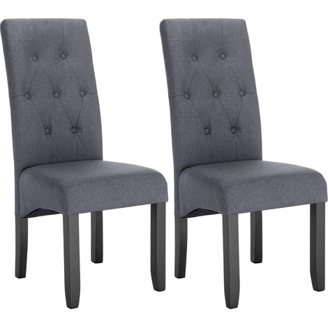 WOLTU Coppia Sedie da Cucina Sala da Pranzo Ristorante con Schienale Gambe Legno Grigio Scuro (Lino) (1/5)