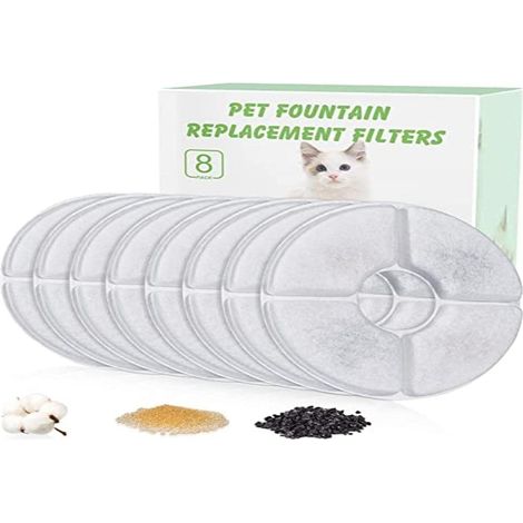 Filtros Fuente Gatos 8PCS, 1.6L Filtro de Carbón para Gatos, Filtros de Repuesto de Fuentes de Mascotas con Resina y Carbón Activo (1/3)