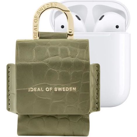 Mini Sac AirPods - IDEAL OF SWEDEN - Modèle Flo - Cuir synthétique - Vert - Mousqueton (1/4)