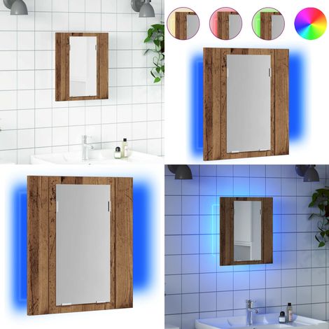 vidaXL Armoire de salle de bain à miroir LED vieux bois 40x12x45 cm (1/5)