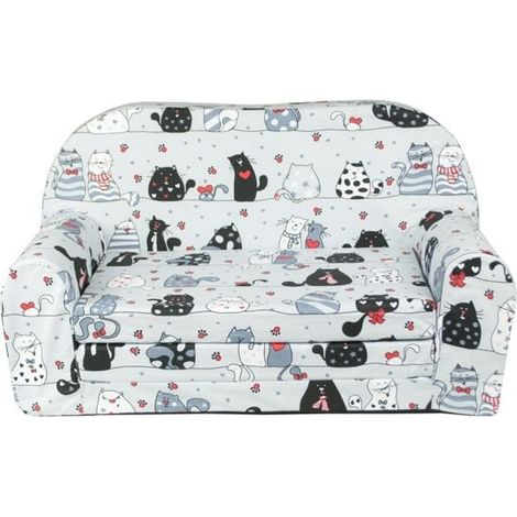 Kinderschlafsofa und Gästebett in einem - 85cm x 60cm - Graue Katzen (1/2)