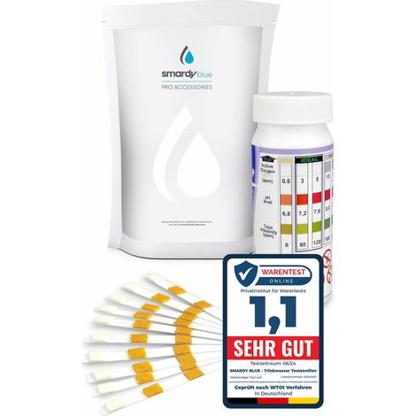smardy 50x Bandelettes de test d'eau 3en1 - pH, alcalinité (TAC) & oxygène actif - analyse rapide pour piscine, spa, jacuzzi & aquarium - résultat en 10 secondes, avec échelle de couleurs (1/5)