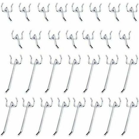 30 Stück Lochplattenhaken Metallhaken für Lochplatten-Zubehör - 10 cm und 5 cm Einzelhaken-Set für Garagen, Geräteschuppen, Werkstätten (1/4)