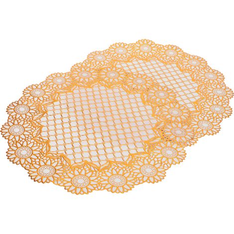 Lot de 2 sets de table ronds 03, 38 x 38 cm, en PVC doré, pour mariages et fêtes. (1/5)