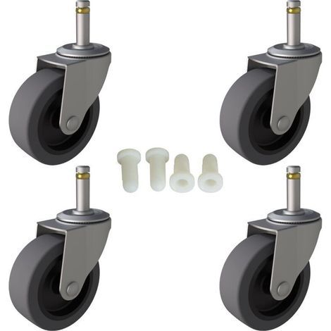 Roulettes de rechange pour chariot Rubbermaid 7,6 cm, roulettes pivotantes, tige en caoutchouc TPR 7/16" x 1-3/8" pour seaux de vadrouille Rubbermaid, lot de 4 (1/4)