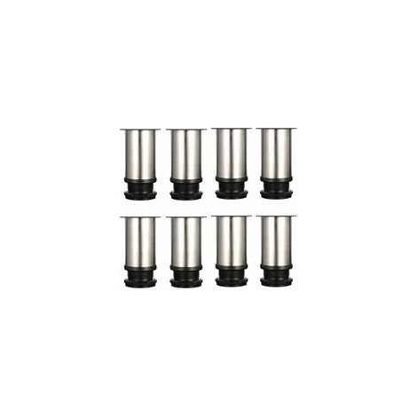 Lot de 8 pieds de meubles réglables – Chrome métal – Hauteur ajustable 80-95mm – Vis de fixation incluses – Pour divers meubles (1/5)