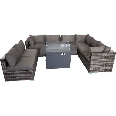 Outdoor Patio Fire Pit Rattan Furniture Set - Grey (1/5)