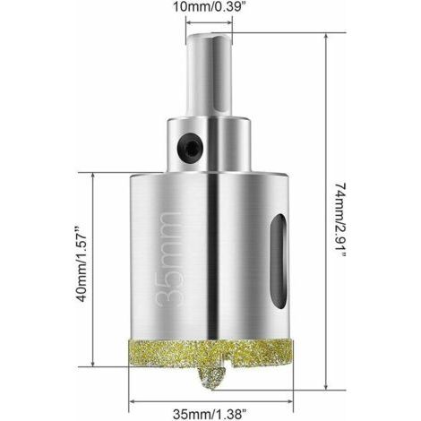 Scie Cloche Diamant 35 mm,Foret Diamant avec Foret Guidage Central, Scie Cloche Carrelage avec Revêtement de Surface en Diamant pour Coupe de Verre, Carrelage, Céramique, Marbre, Calcaire (1/3)