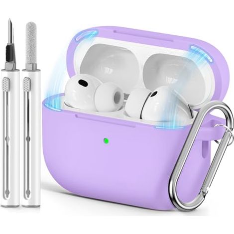 Étui de protection pour AirPods Pro 3- Fermeture Magnétique - Protection Intégrale En Silicone - Avec Stylo De Nettoyage Et Porte-Clés - Violet (1/5)