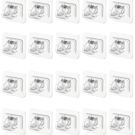 20 - Support Tringle Rideau - Fixation Adhésive - Sans Perçage Pour Salle De Bain Et Cuisine - Transparent - Diamètre 2,2cm (1/5)