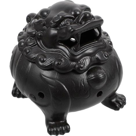 Brûleur d'encens en céramique noir compatible avec la décoration d'intérieur (1 pièce) (1/5)