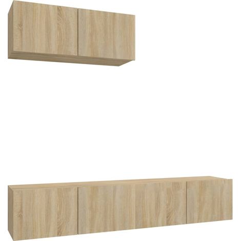 Conjunto de muebles mueble aparador TV televisión salón dormitorio salón 3 piezas roble sonoma madera contrachapada marrón 020024617