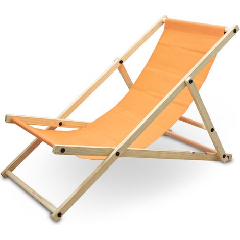 Liegestuhl Sonnenliege Gartenliege Holzliege Strandliegestuhl Campingstuhl Holz Klappbar (Orange) (1/3)