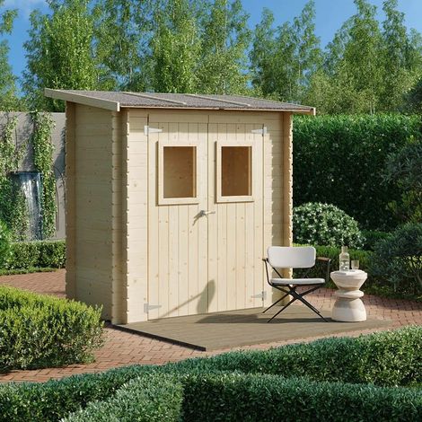 Casetta in legno 2x1 m Addossata Jack Per Attrezzi con porta doppia finestrata 198x98 cm (1/5)