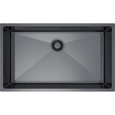 NAYES Einzelbecken-Spüle 74x44, Edelstahl, schwarze PVD-Beschichtung