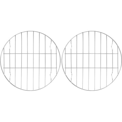 grilles rondes en accessoires de gril sans plateau diamètre Lot de 2 25 cm Acier inoxydable Acier Argent (1/5)