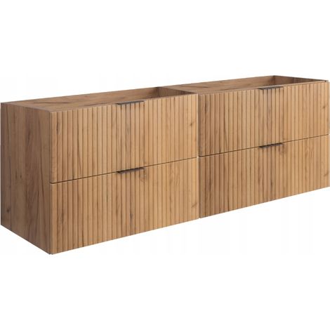 Meuble de Salle de Bain Suspendu - 160 cm - Chêne Craft - Design Moderne - Fronts Riffles
