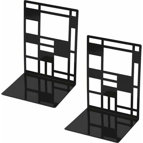 Ensemble de serre-livres, serre-livres en métal, serre-livres noirs, serre-livres design, étagère à base antidérapante pour enfants, bureau, école, salon, librairie et bibliothèque
