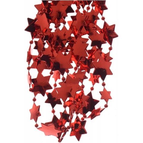 Kaemingk – Guirlande d'étoiles de Noël Christmas Red – Plastique, rouge vif, Ø 2,6 cm, 2,7 m
